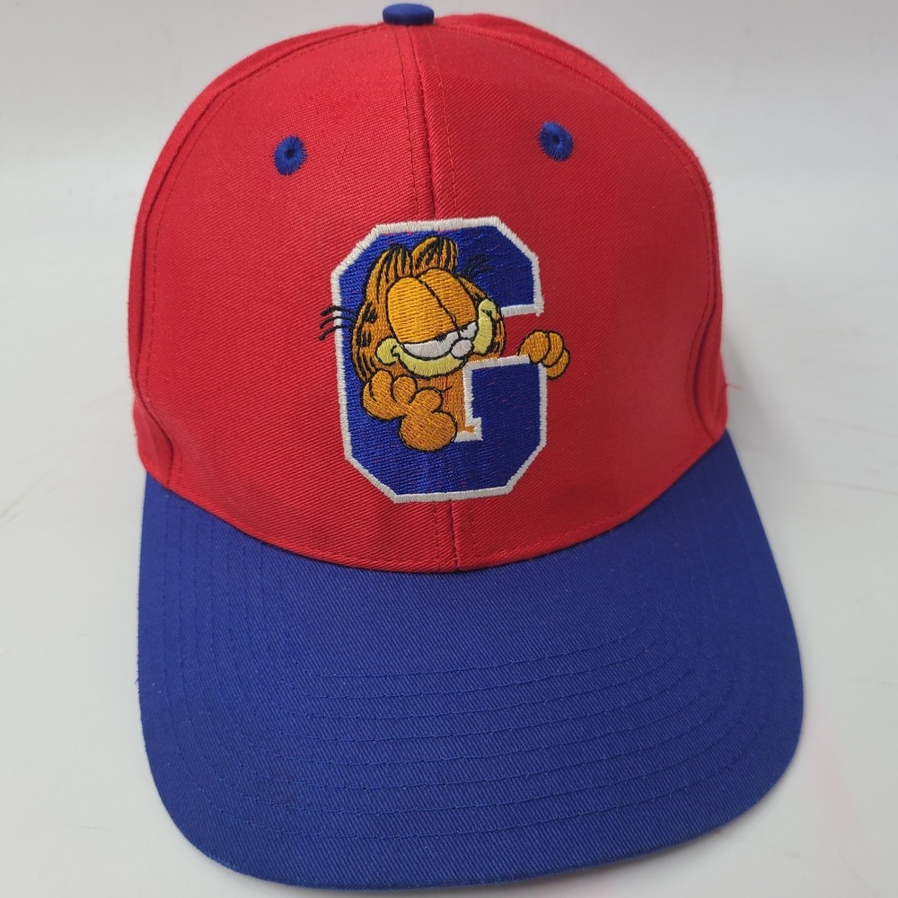 Vintage Garfield Hat Snapback‎ Red Blue Blitzz Studios 90s Cat Cartoon Comic Men